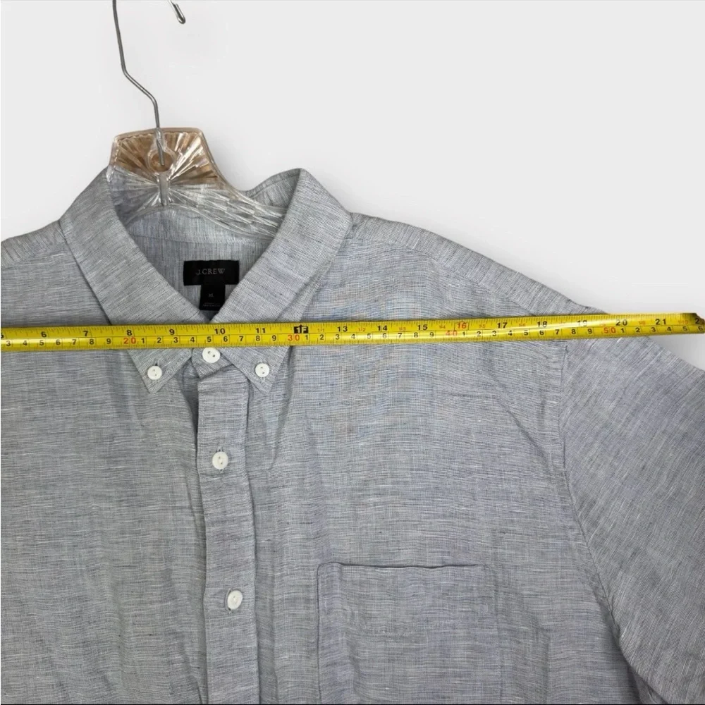 J Crew Baird McNutt Irish Linen Men’s XL Shirt Gray Button Down S/S Comfort Boho